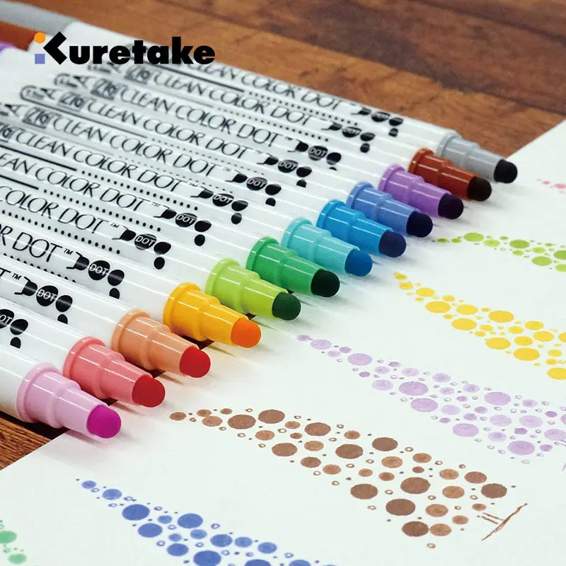 Japan Kuretake CLEAN COLOR DOT Dual Tip Markers, 0.5mm Fine Tip And A Flexible Dot Tip, For Journals, Crafts, Illustration
Japan Kuretake CLEAN COLOR DOT Dual Tip Markers, 0.5mm Fine Tip And A Flexible Dot Tip, For Journals, Crafts, Illustration