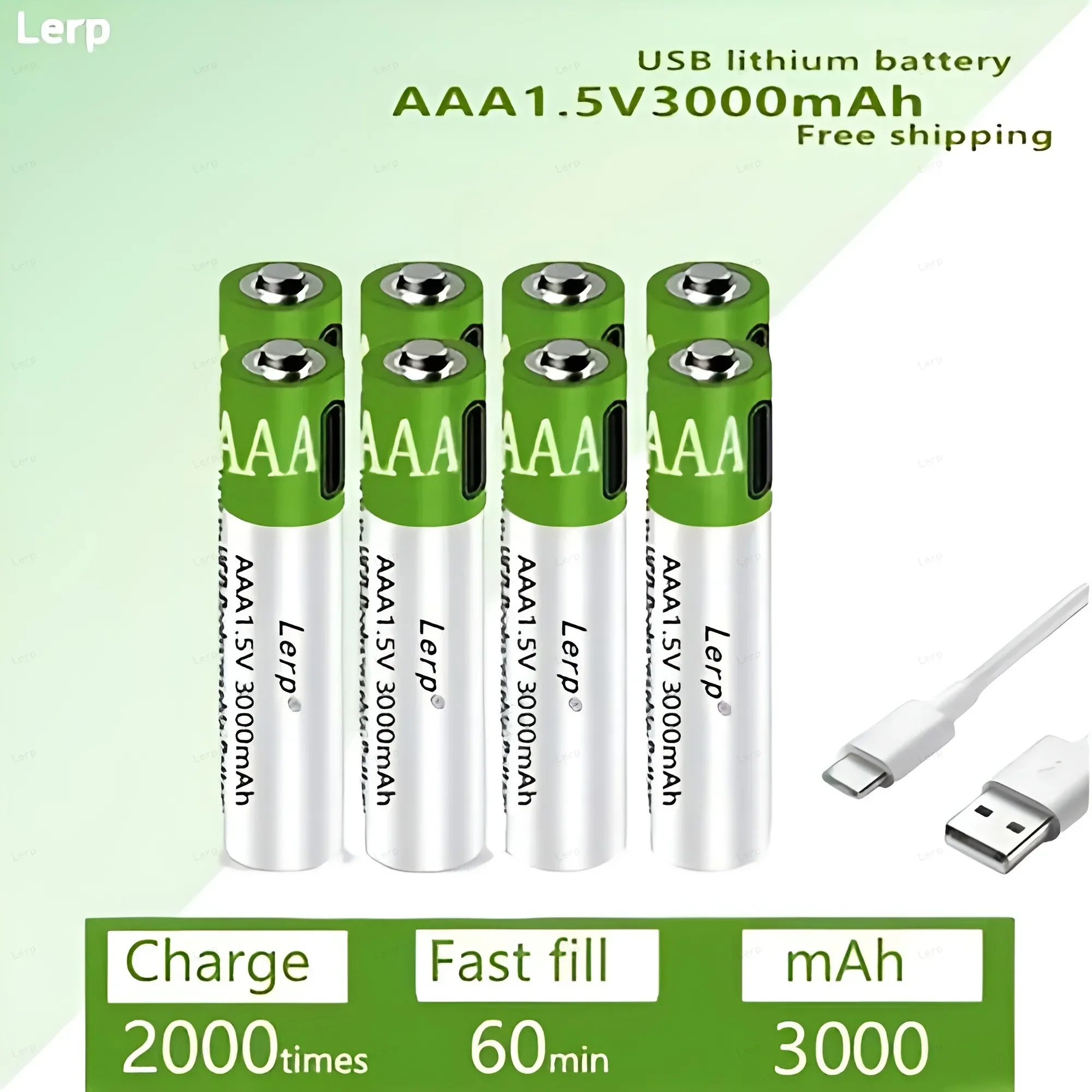 2025 AAA 1.5V 3000mAh USB rechargeable lithium battery MP3、 Keyboard, rechargeable battery, including charging cable
2025 AAA 1.5V 3000mAh USB rechargeable lithium battery MP3、 Keyboard, rechargeable battery, including charging cable