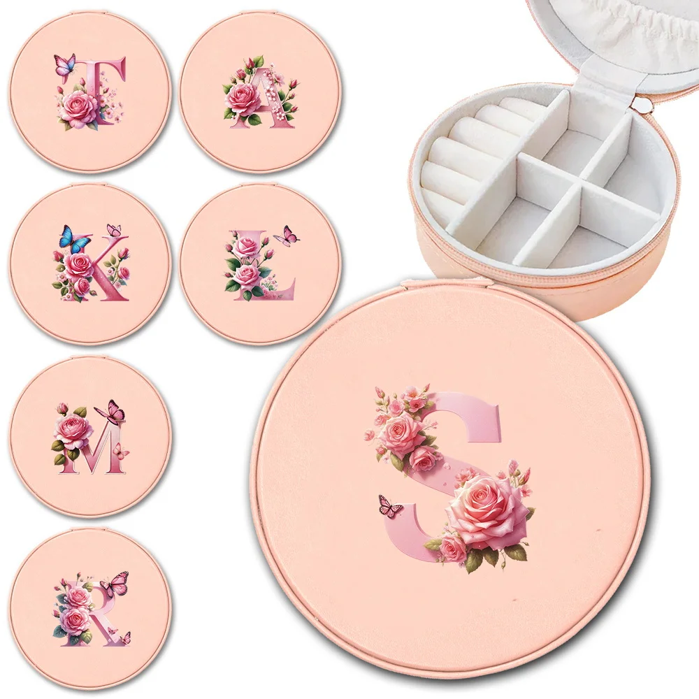Portable PU Round Jewelry Case Suitable for Carrying with You When Traveling Pink Butterfly Initial Name 26 Letters Pattern
Portable PU Round Jewelry Case Suitable for Carrying with You When Traveling Pink Butterfly Initial Name 26 Letters Pattern