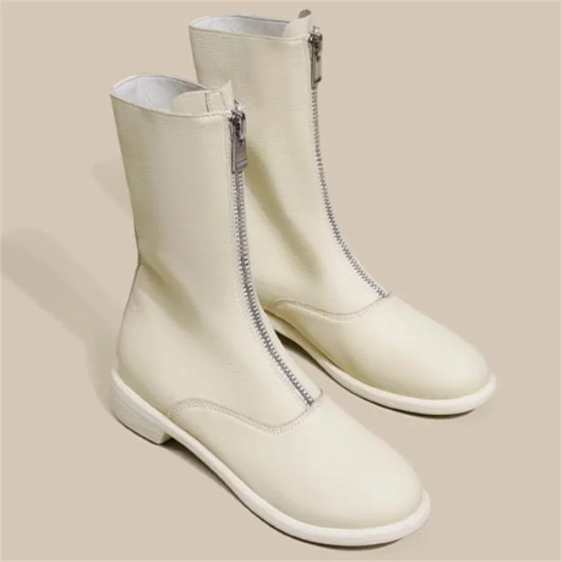 Sewing Lines Shoes for Ladies Round Toes Womens Chunky Mid Heels Pu Leather Chassure Femme Front Zippers Female Boot Solid Botas
Sewing Lines Shoes for Ladies Round Toes Womens Chunky Mid Heels Pu Leather Chassure Femme Front Zippers Female Boot Solid Botas