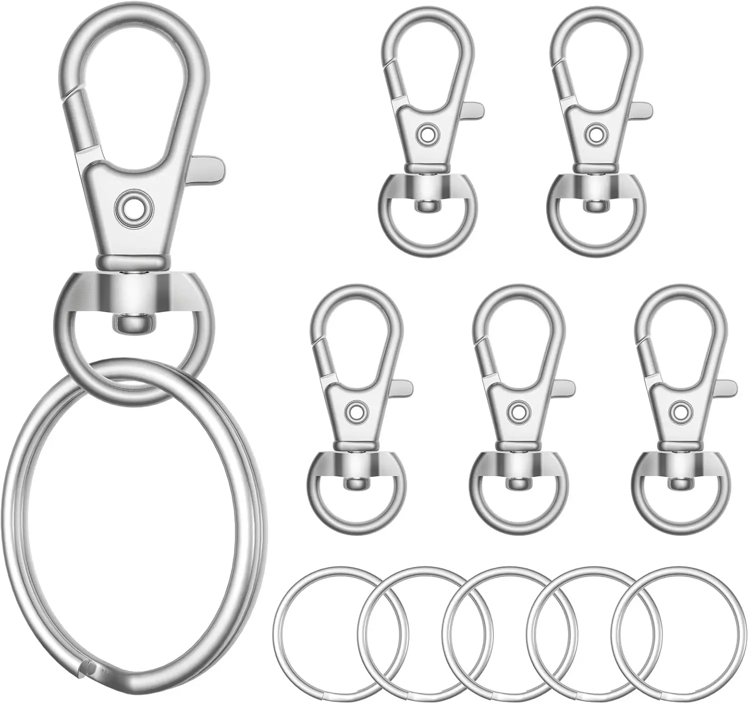 100pcs Metal Lobster Claw Clasp with Key Rings for DIY Crafts, Jewelry Making, Lanyard Snap Hook
100pcs Metal Lobster Claw Clasp with Key Rings for DIY Crafts, Jewelry Making, Lanyard Snap Hook