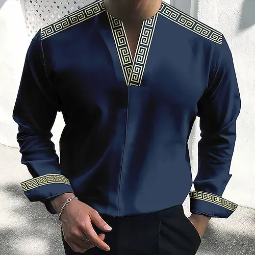 2024 Ethnic Style Men's Shirt Long Sleeved Top Deep V-Neck Fashionable Men's Clothing Street Clothing Casual Party Wear MB12
2024 Ethnic Style Men's Shirt Long Sleeved Top Deep V-Neck Fashionable Men's Clothing Street Clothing Casual Party Wear MB12