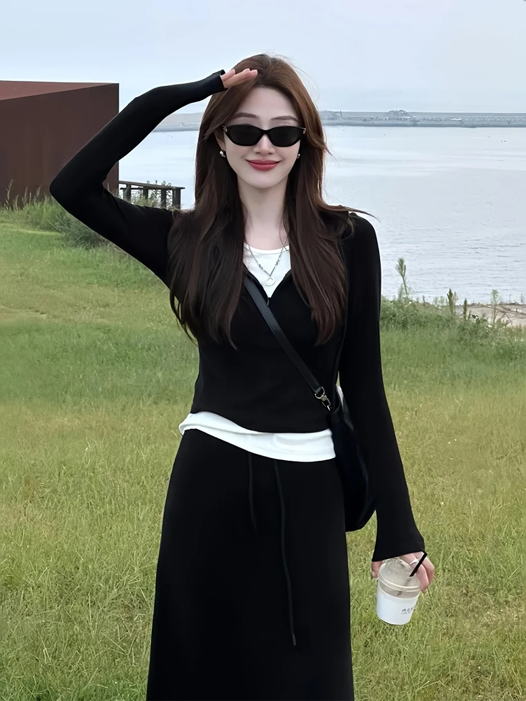 Korean Style Loose Fit Two-Piece Set Women's Dress Casual Comfortable Long Sleeve mid Autumn Fashion City Walk Travel Date
Korean Style Loose Fit Two-Piece Set Women's Dress Casual Comfortable Long Sleeve mid Autumn Fashion City Walk Travel Date
