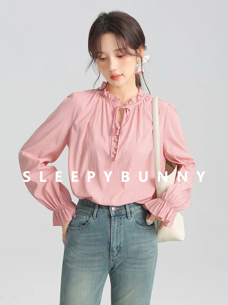 Spring Korean Style Ruffle V-Neck Blouse Women Long Sleeve Loose Fit Tie Neck Casual Top Stylish Chic Design Sweet Elegant Shirt
Spring Korean Style Ruffle V-Neck Blouse Women Long Sleeve Loose Fit Tie Neck Casual Top Stylish Chic Design Sweet Elegant Shirt