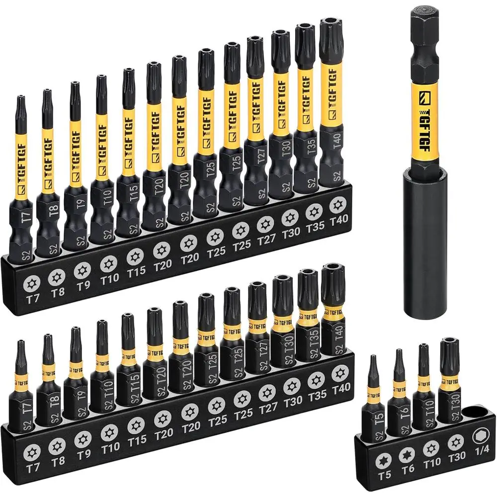 31-Piece Torx Bit Set with S2 Steel Security Bits, Magnetic Tips, and Storage Case
31-Piece Torx Bit Set with S2 Steel Security Bits, Magnetic Tips, and Storage Case