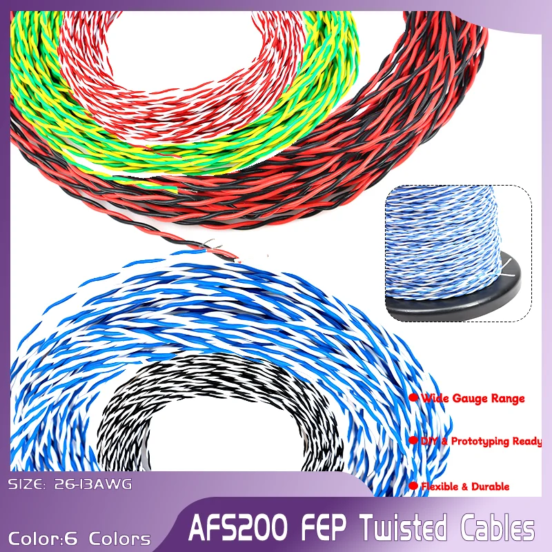 Professional AFS200 FEP High-Temp Wire, 26-13AWG Tinned Copper Twisted Pair for Reliable Signal & DIY Electronics (1-10m)Cables
Professional AFS200 FEP High-Temp Wire, 26-13AWG Tinned Copper Twisted Pair for Reliable Signal & DIY Electronics (1-10m)Cables