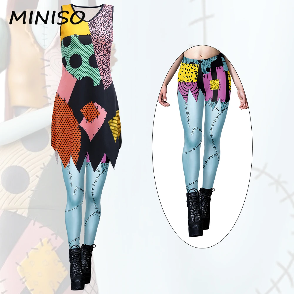 MINISO Halloween Sally Dress Leggings Women Clothes Patchwork Print Sleeveless Dresses Cosplay Carnival Disguise Sally Costume
MINISO Halloween Sally Dress Leggings Women Clothes Patchwork Print Sleeveless Dresses Cosplay Carnival Disguise Sally Costume