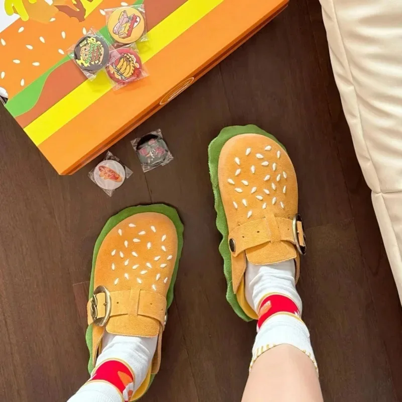 Trendy Creative Cartoon Burger Design Genuine Leather Bocken Shoes 2024 New Thick Soled Soft Convenient Casual Lazy Slippers
Trendy Creative Cartoon Burger Design Genuine Leather Bocken Shoes 2024 New Thick Soled Soft Convenient Casual Lazy Slippers