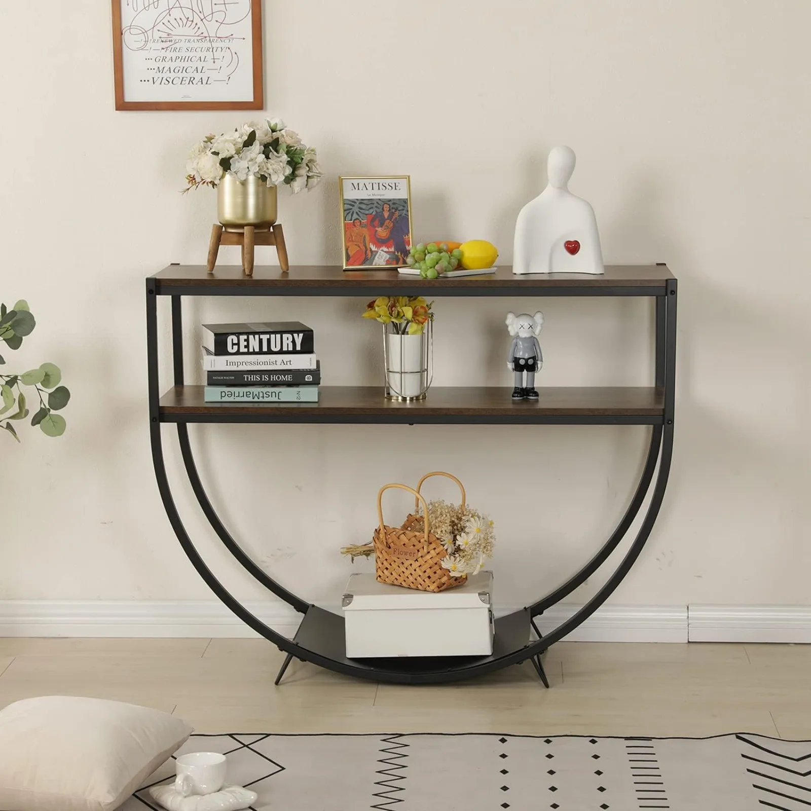 48'' 2-Tier ole Table ern Soa Table with Storage Shelves Arc-Shaped Table or Entryway Living Room Dining Room and Porch
48'' 2-Tier ole Table ern Soa Table with Storage Shelves Arc-Shaped Table or Entryway Living Room Dining Room and Porch