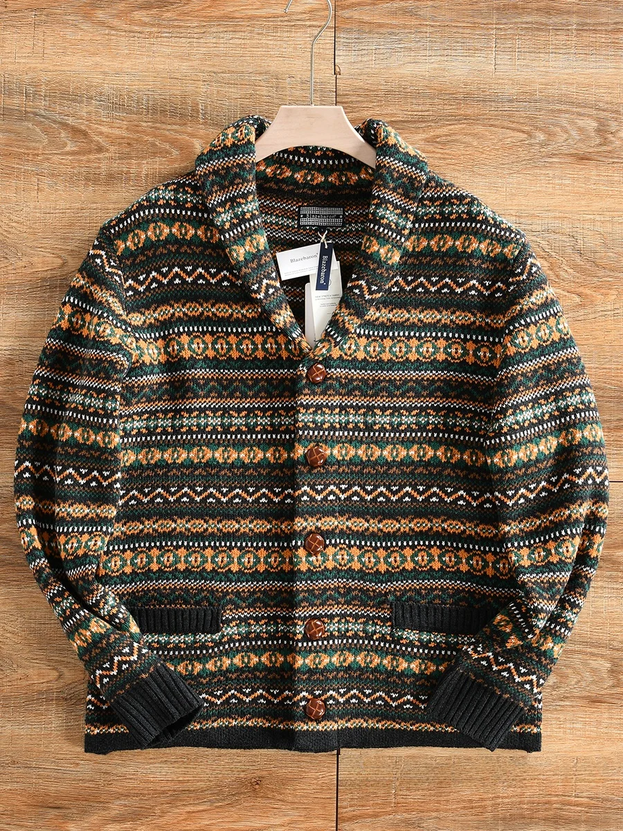 Retro Mixed Wool Knitted Cardigan Coat for Men Casual Style Long Sleeve Thickened Winter Fashion Sweater with Collar Design
Retro Mixed Wool Knitted Cardigan Coat for Men Casual Style Long Sleeve Thickened Winter Fashion Sweater with Collar Design