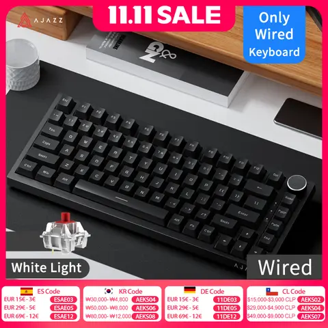 AJAZZ AK820 Wired with rotary volume buttons Hot-swappable keys for office and home mechanical keyboards