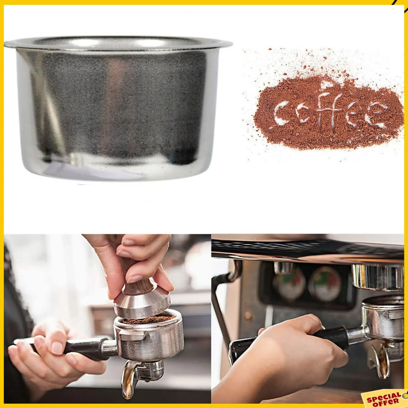 A24P 4Pcs 51Mm 4 Cups Filter Replacement Filter Basket For Coffee Bottomless Portafilter For Delonghi EC680/EC685 Espresso 
A24P 4Pcs 51Mm 4 Cups Filter Replacement Filter Basket For Coffee Bottomless Portafilter For Delonghi EC680/EC685 Espresso