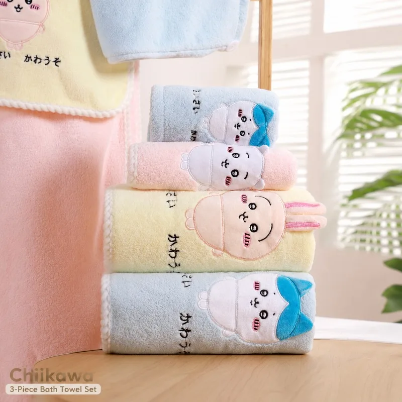 Anime Chiikawa Bath Towel Set Three Piece Set Hair Drying Cap Wrap Towel Absorbent Soft Cartoon Towel For Women Adults Bathroom
Anime Chiikawa Bath Towel Set Three Piece Set Hair Drying Cap Wrap Towel Absorbent Soft Cartoon Towel For Women Adults Bathroom