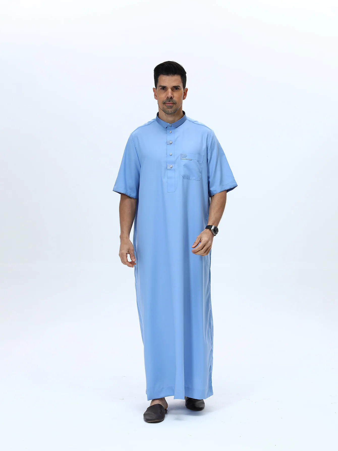 Eid Men Jubba Thobe Qatar Muslim Dress Short Sleeve Abaya Kaftan Arabic Robe Worship Daffah Dishdasha Traditional Islam Clothing
Eid Men Jubba Thobe Qatar Muslim Dress Short Sleeve Abaya Kaftan Arabic Robe Worship Daffah Dishdasha Traditional Islam Clothing