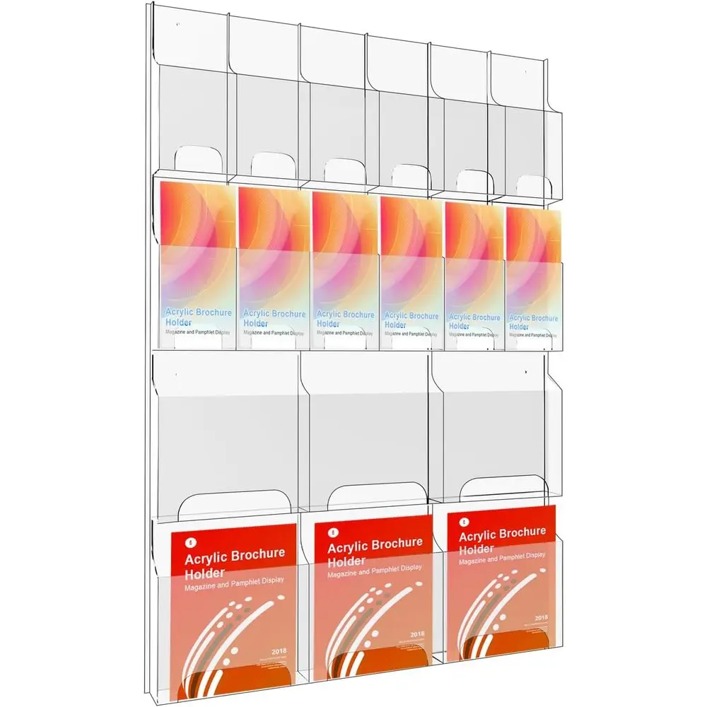 Brochure Holder Wall Mount, Literature Organizer Rack for Pamphlets and Magazines, Clear Display with Business Card Holders and
Brochure Holder Wall Mount, Literature Organizer Rack for Pamphlets and Magazines, Clear Display with Business Card Holders and