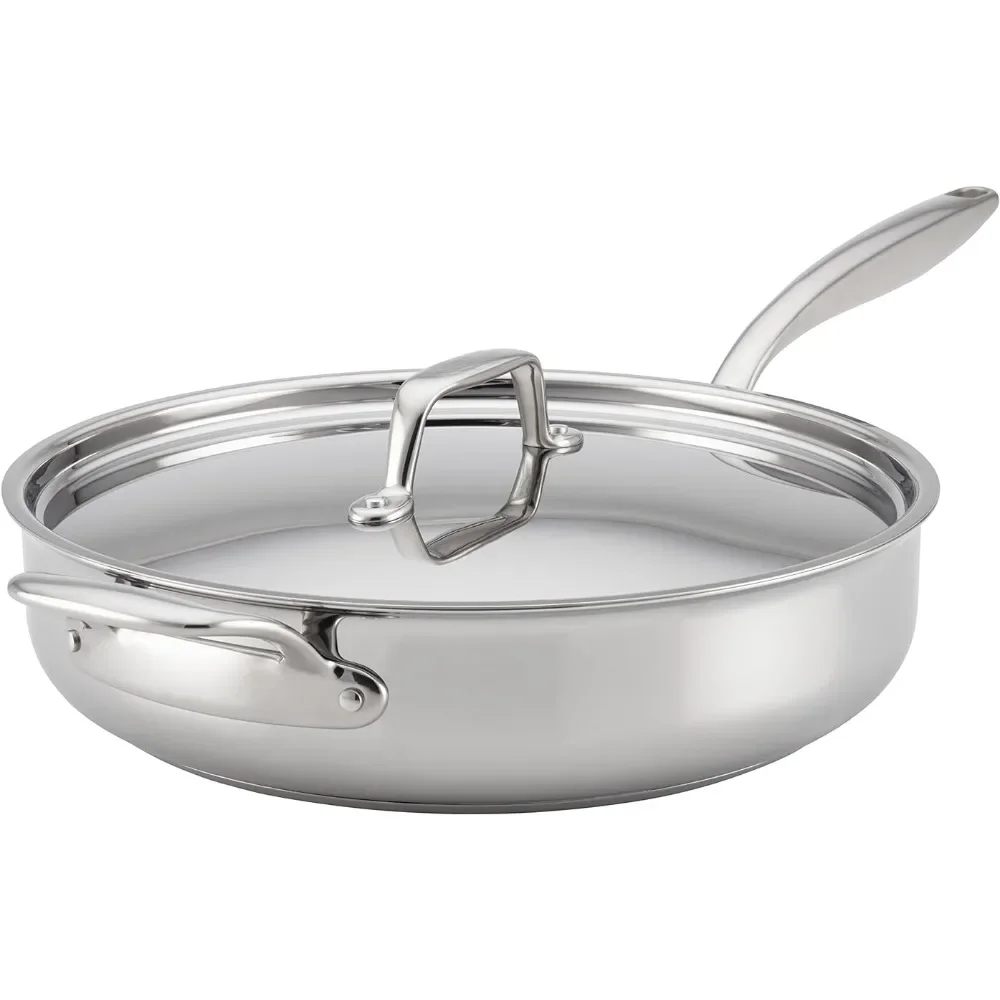 Clad Stainless Steel Saute Pan / Frying Pan / Fry Pan With Lid and Helper Handle Camping Frying Pans Kitchen Non Stick Iron Bar
Clad Stainless Steel Saute Pan / Frying Pan / Fry Pan With Lid and Helper Handle Camping Frying Pans Kitchen Non Stick Iron Bar