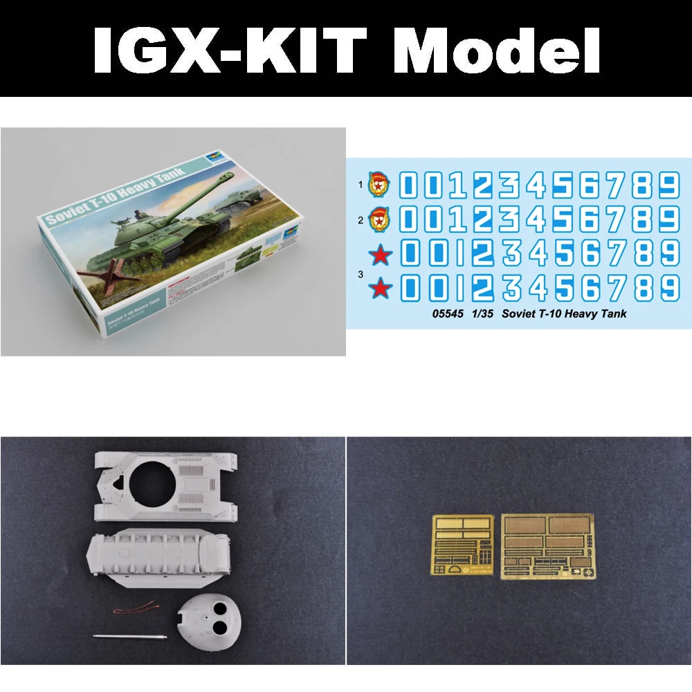 Трубач 05545 1/35 T-10 Советский тяжелый танк Военная игрушка Ручная работа Пластиковая сборная модель Строительный комплект
Трубач 05545 1/35 T-10 Советский тяжелый танк Военная игрушка Ручная работа Пластиковая сборная модель Строительный комплект