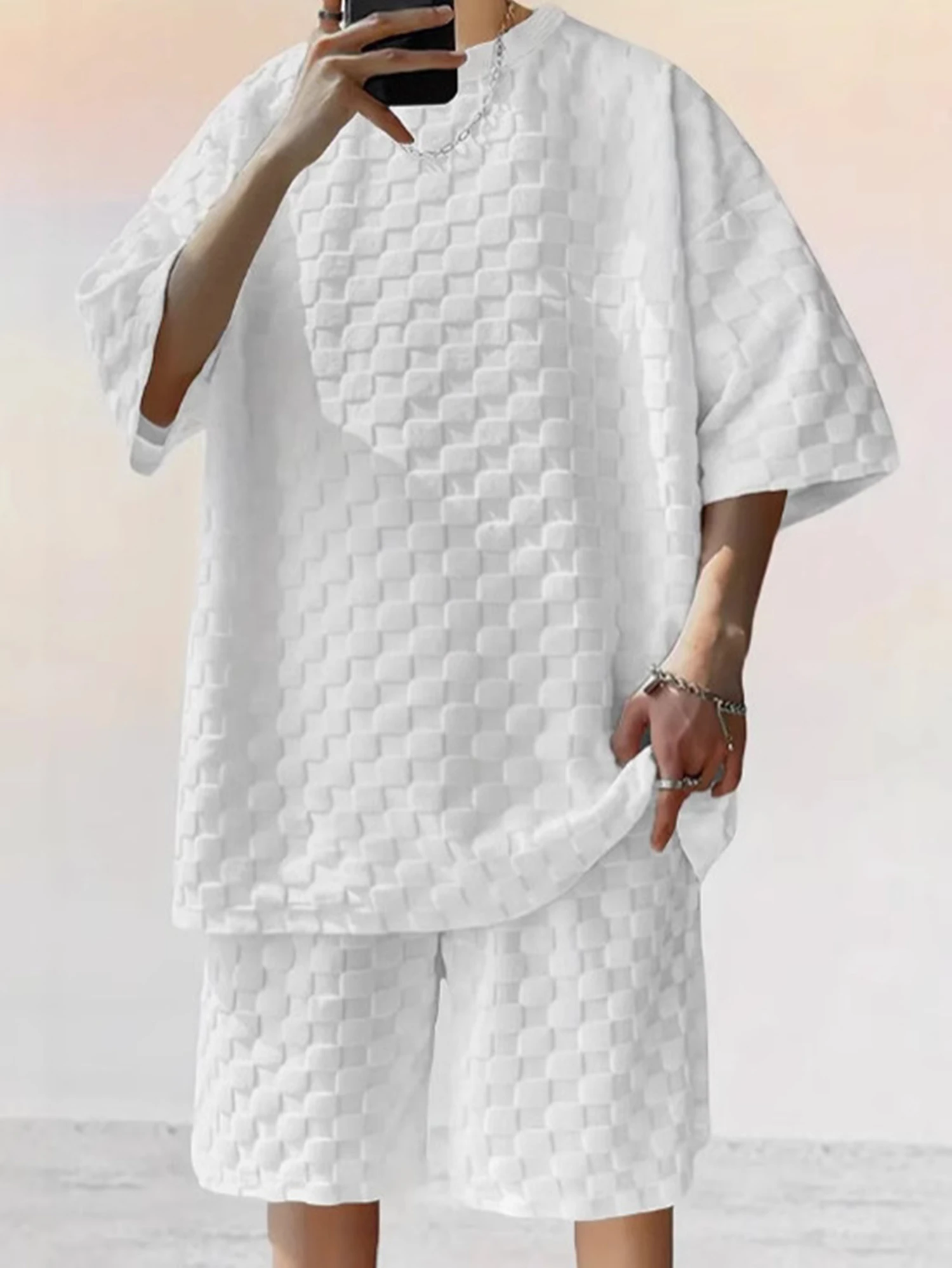 2025 Men's 3D Checkerboard Outfit Set Summer Loose Fit Sporty Two-Piece Streetwear Breathable Casual Loungewear Home Gym Jogging
2025 Men's 3D Checkerboard Outfit Set Summer Loose Fit Sporty Two-Piece Streetwear Breathable Casual Loungewear Home Gym Jogging
