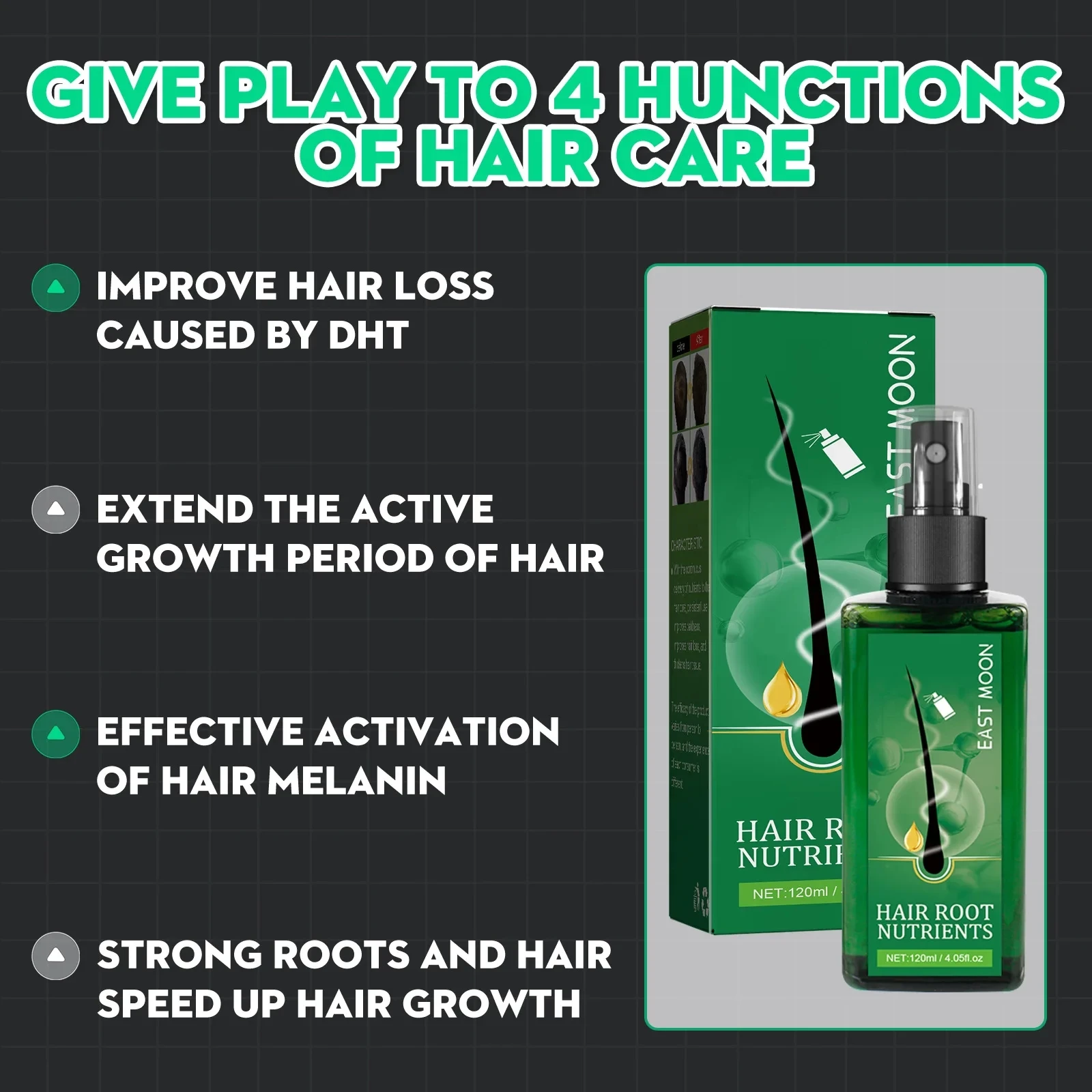 Hair Growth Spray Prevent Baldness Regrowth Thicken Moisturize Smooth Repair Damaged Improve Split Dryness Anti Hair Loss Serum
Hair Growth Spray Prevent Baldness Regrowth Thicken Moisturize Smooth Repair Damaged Improve Split Dryness Anti Hair Loss Serum