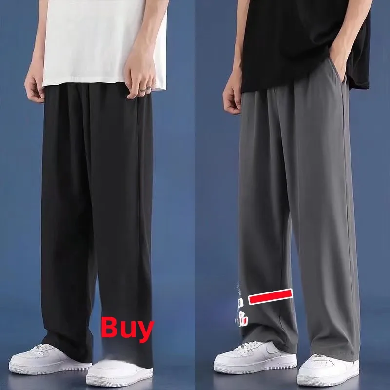 Summer Thin Ice Silk Straight Leg Pants Men's Casual Loose Fit Student Summer Wide Leg Casual Long Trousers Faionable
Summer Thin Ice Silk Straight Leg Pants Men's Casual Loose Fit Student Summer Wide Leg Casual Long Trousers Faionable