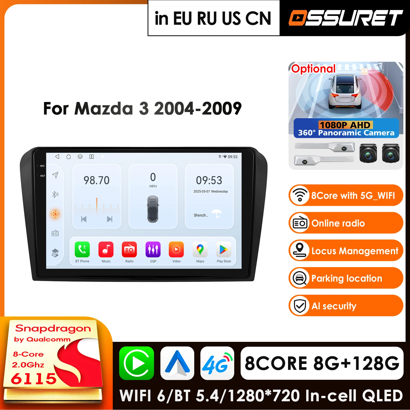 8Core Android 14 Carplay for Mazda 3 2004 2005 2006 2007 2008 2009 Car Radio with BOSE Player 2 Din Stereo GPS Navi Multimedia
8Core Android 14 Carplay for Mazda 3 2004 2005 2006 2007 2008 2009 Car Radio with BOSE Player 2 Din Stereo GPS Navi Multimedia