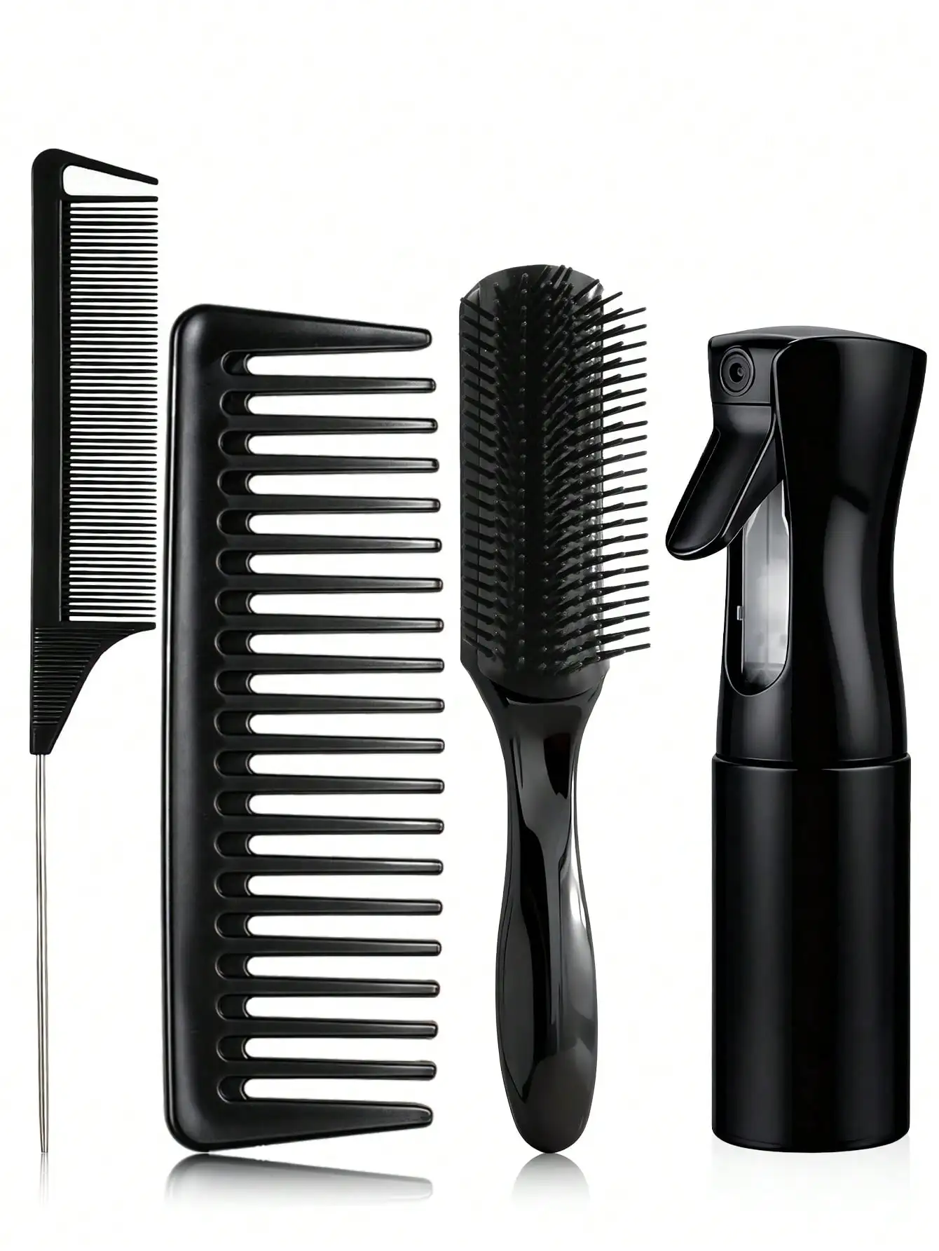 4pcs/Set Hair Brush Set, Including Fine-Tooth Comb, Wide-Tooth Comb, Heat-Resistant Styling Brush, And Hair Spray Bottle
4pcs/Set Hair Brush Set, Including Fine-Tooth Comb, Wide-Tooth Comb, Heat-Resistant Styling Brush, And Hair Spray Bottle