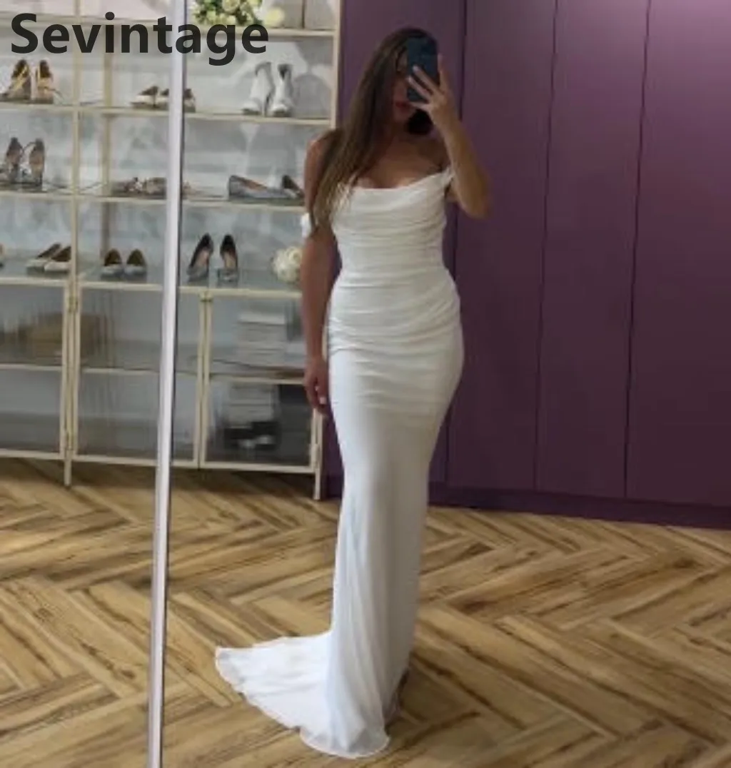Sevintage 2025 White Chiffon Maxi Evening Dress Mermaid Off Shoulder Wedding Formal Prom Dress Dubai Party Gown Customized
Sevintage 2025 White Chiffon Maxi Evening Dress Mermaid Off Shoulder Wedding Formal Prom Dress Dubai Party Gown Customized