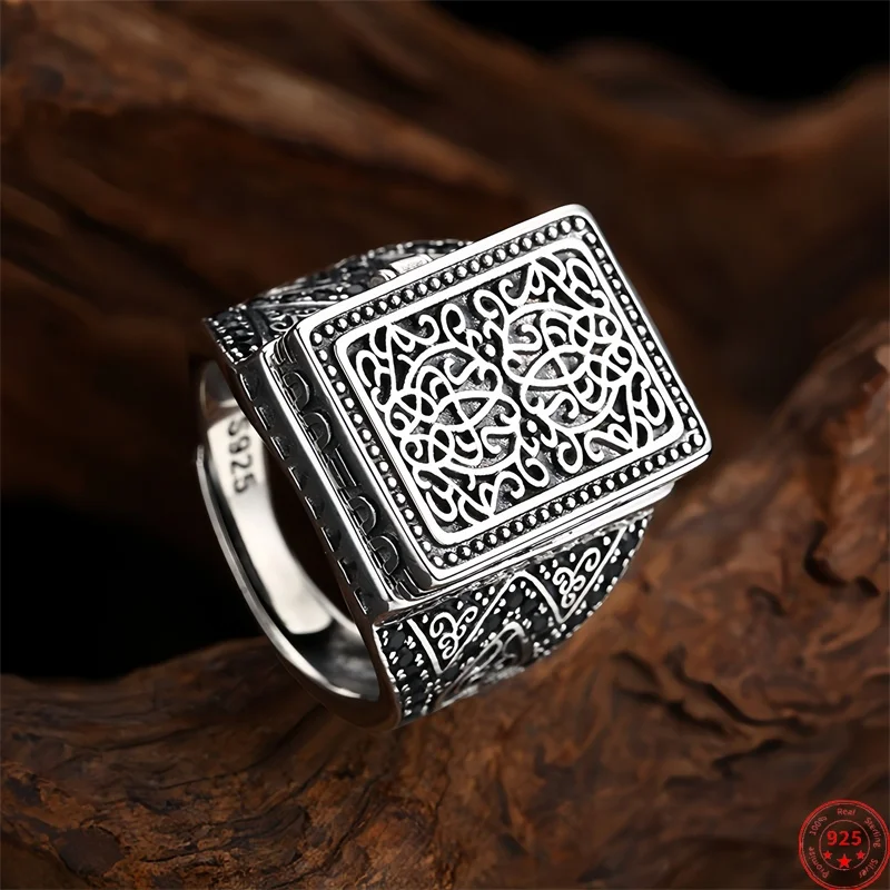 BOCAI S925 Sterling Silver Rings for Men Eternal Rattan Pattern Black Zircon Can Opening Wide Rings Fashion Fine Jewelry
BOCAI S925 Sterling Silver Rings for Men Eternal Rattan Pattern Black Zircon Can Opening Wide Rings Fashion Fine Jewelry