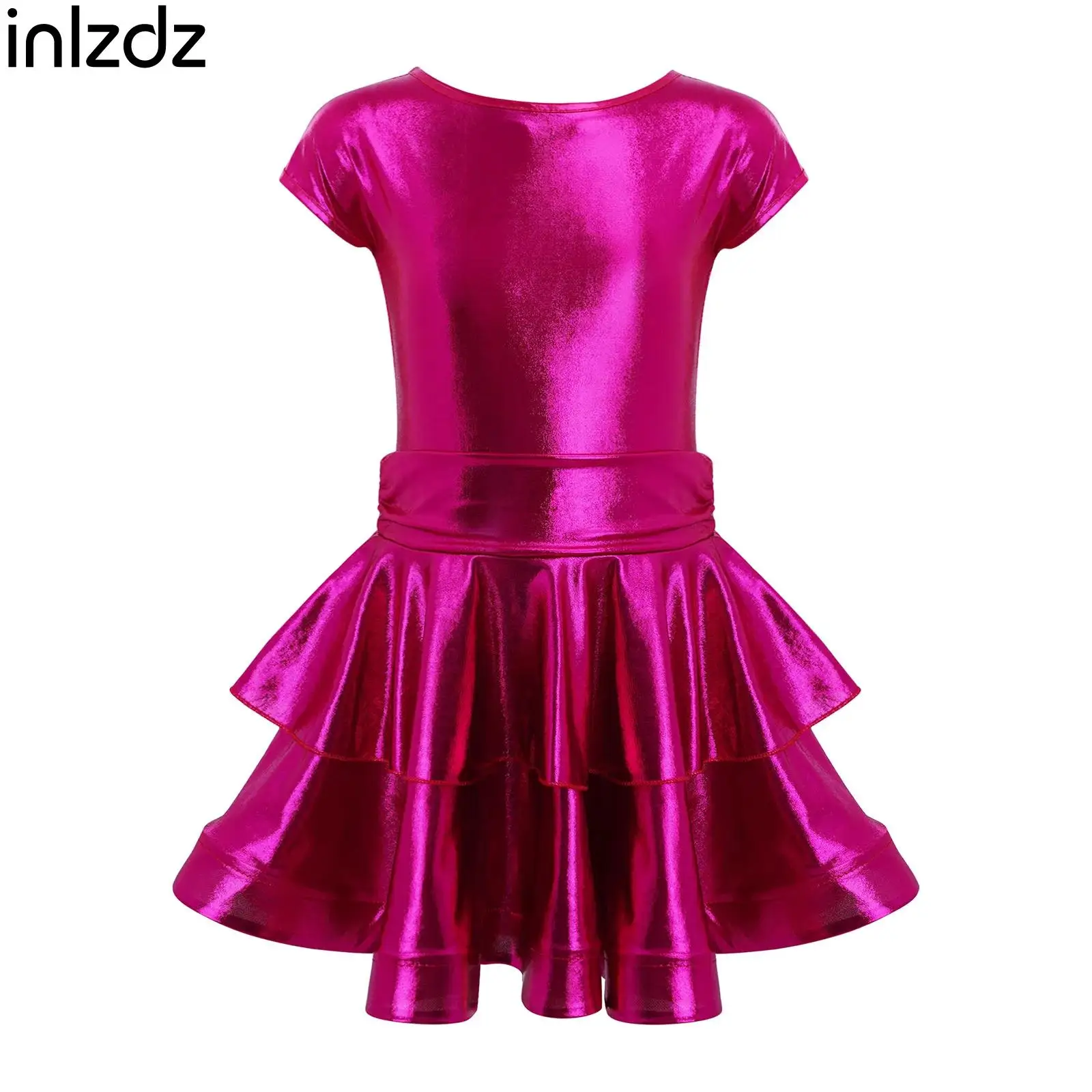 Metallic Tiered Ruffled Dance Dress for Girls Round Neck Cap Sleeves with Built In Shorts Dresses for Latin Dance Performance
Metallic Tiered Ruffled Dance Dress for Girls Round Neck Cap Sleeves with Built In Shorts Dresses for Latin Dance Performance