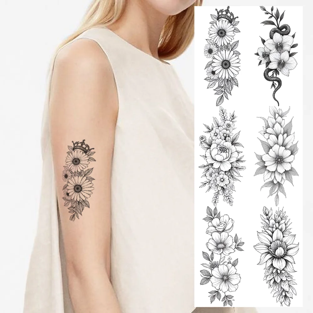 9pcs Temporary Tattoo Roses Waterproof Long-lasting Body Stickers Sunflower Design Leafy Patterns Line Art For Ladies
9pcs Temporary Tattoo Roses Waterproof Long-lasting Body Stickers Sunflower Design Leafy Patterns Line Art For Ladies