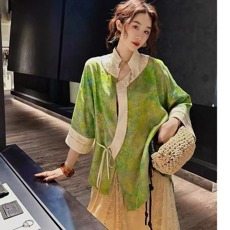 Chinese Style Stand Collar Rayon Fabric Contrasting color Spliced Cuffs Fashionable And Loose Women's Jacket S-XL
Chinese Style Stand Collar Rayon Fabric Contrasting color Spliced Cuffs Fashionable And Loose Women's Jacket S-XL