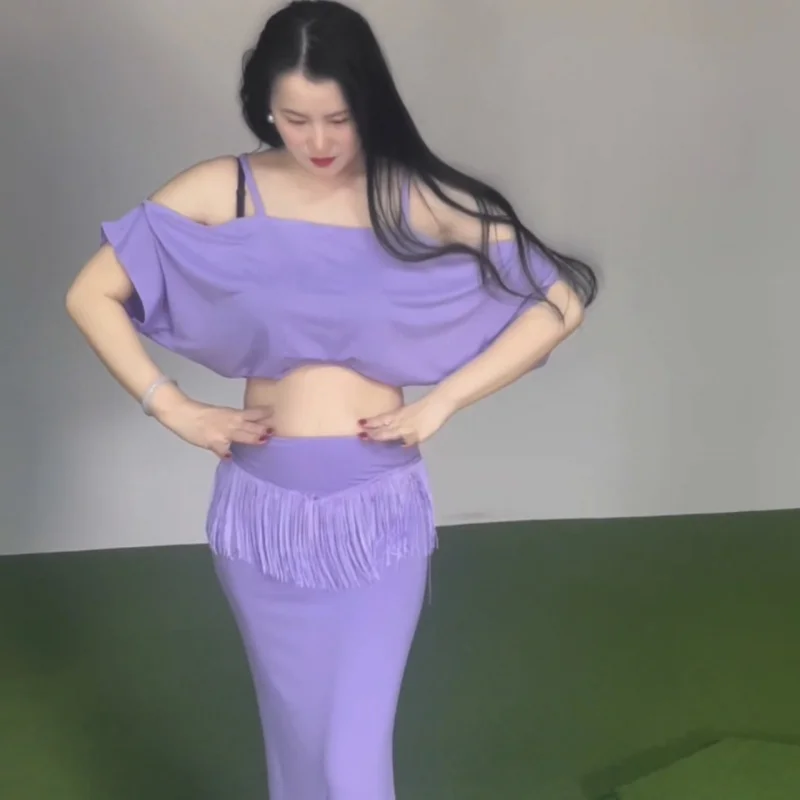 Belly dance practice clothing sexy off shoulder top+tassel long skirt 2pcs for adult women's oriental dance training outfit
Belly dance practice clothing sexy off shoulder top+tassel long skirt 2pcs for adult women's oriental dance training outfit