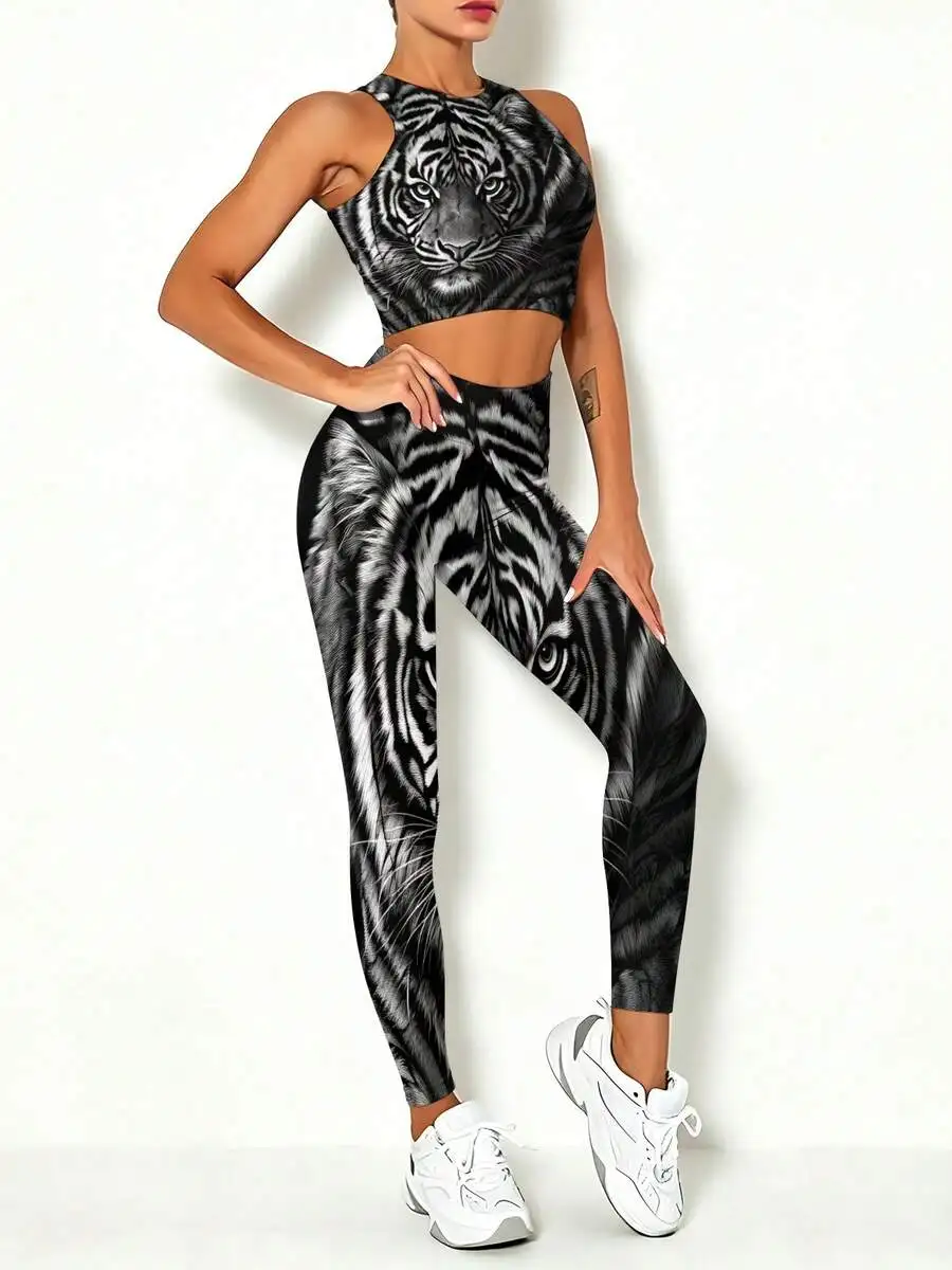 Women Tiger Print Yoga Set Quick Dry Crop Top And Leggings Casual Sport Outfit
Women Tiger Print Yoga Set Quick Dry Crop Top And Leggings Casual Sport Outfit