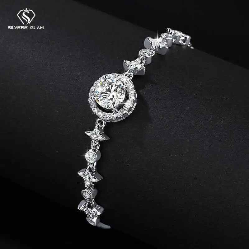 SG 925 Pure Silver Moissanite Moon Bracelet For Women High-end Light Luxury Jewelry Accessories D VVS1 Lab Diamond Zircon
SG 925 Pure Silver Moissanite Moon Bracelet For Women High-end Light Luxury Jewelry Accessories D VVS1 Lab Diamond Zircon