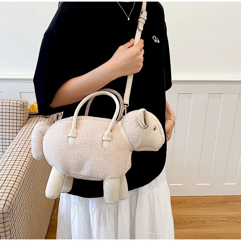 Creative Lamb Shaped Crossbody Bag Cute Cartoon Furry Texture Shoulder Bag Animal Shaped Niche Design Handbag New Commuting Bag
Creative Lamb Shaped Crossbody Bag Cute Cartoon Furry Texture Shoulder Bag Animal Shaped Niche Design Handbag New Commuting Bag
