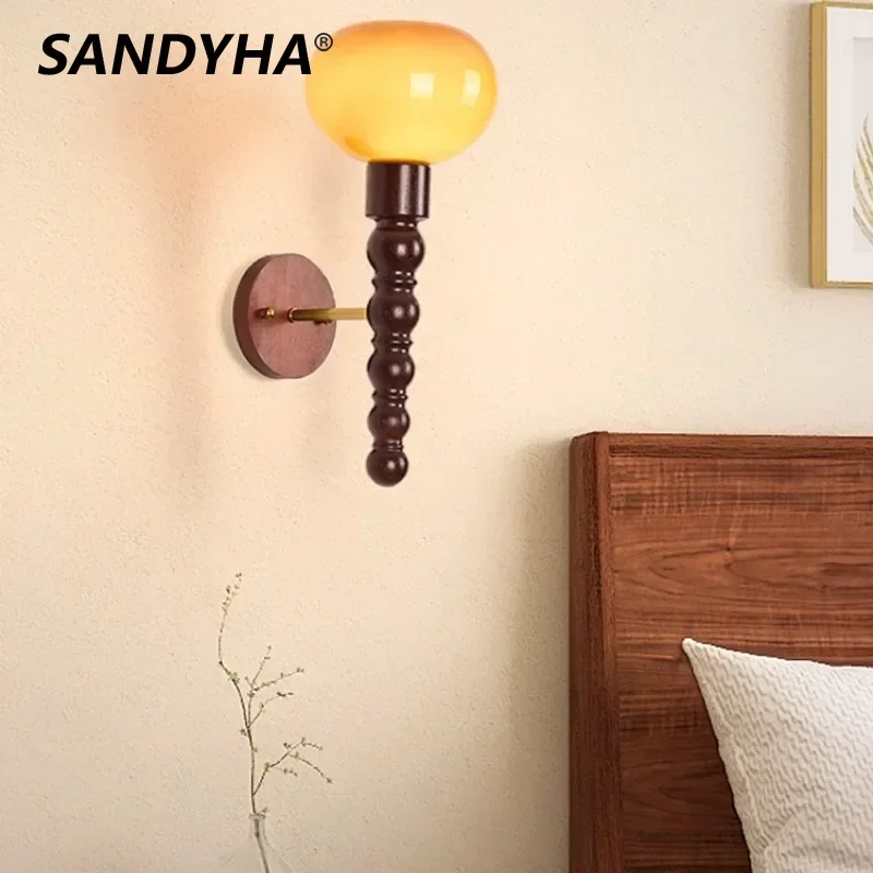 SANDYHA Retro Fabric Walnut Wall Lamps Round Glass Design Led Lighting for Living Room Bedroom Home Decor Bedside Wand Lamp
SANDYHA Retro Fabric Walnut Wall Lamps Round Glass Design Led Lighting for Living Room Bedroom Home Decor Bedside Wand Lamp