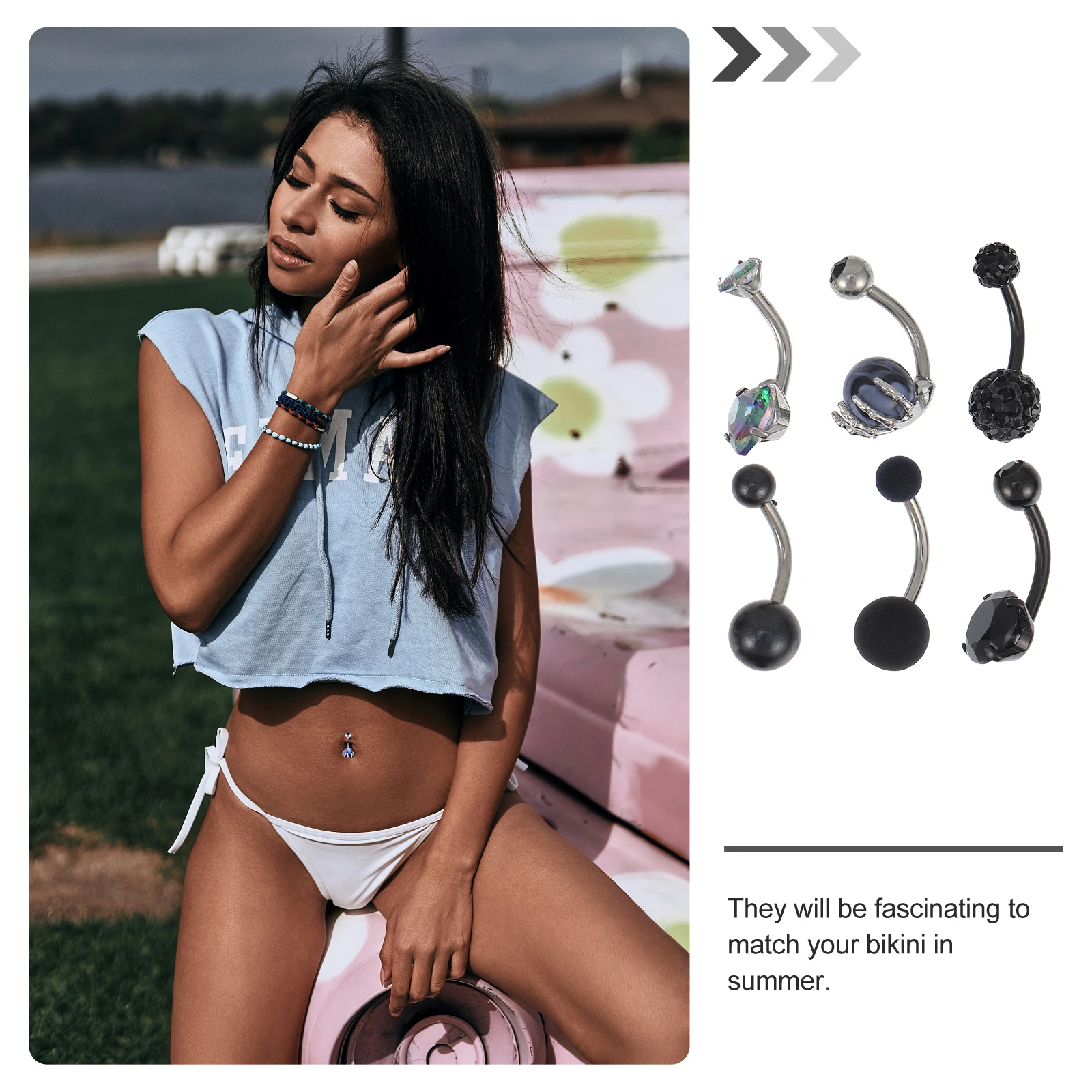 6 Pcs Spade Heart Navel Ring Fashionable Rings Decorative Belly Steel Button Puncture Stainless for Women Black Piercing
6 Pcs Spade Heart Navel Ring Fashionable Rings Decorative Belly Steel Button Puncture Stainless for Women Black Piercing