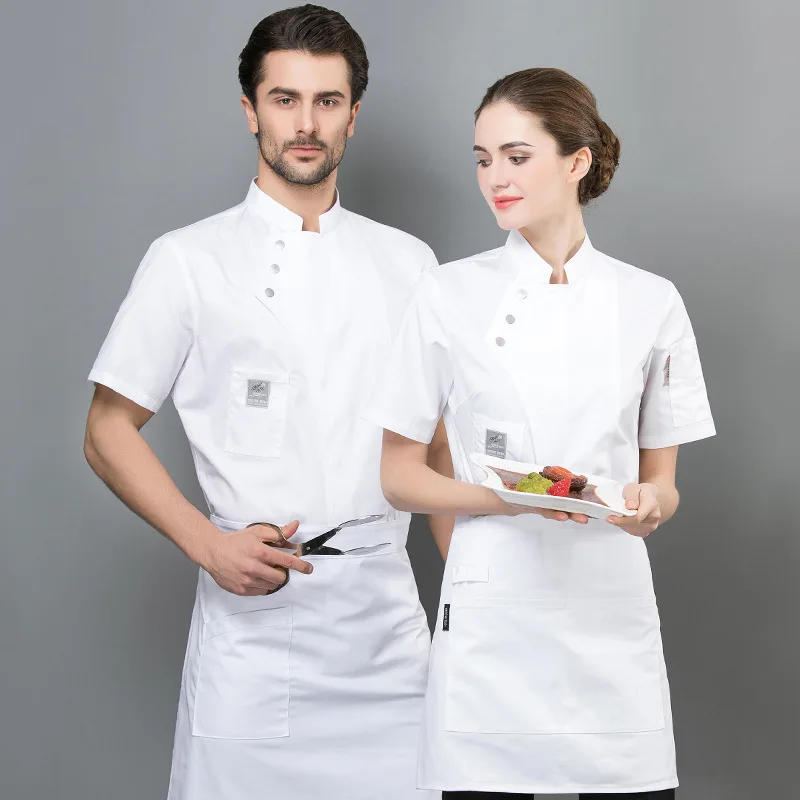 Short-sleeved chef uniform for summer, kitchen workwear, western restaurant workwear, white large-size chef uniforms for men and
Short-sleeved chef uniform for summer, kitchen workwear, western restaurant workwear, white large-size chef uniforms for men and