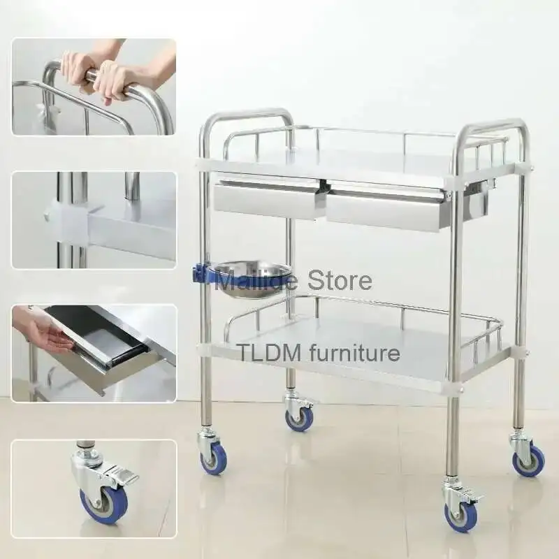Modern Salon Steel Stainless Salon Trolleys Beauty Medical Tool Trolley Creative Salon Furniture Hospital Mobile Storage Trolley 
Modern Salon Steel Stainless Salon Trolleys Beauty Medical Tool Trolley Creative Salon Furniture Hospital Mobile Storage Trolley