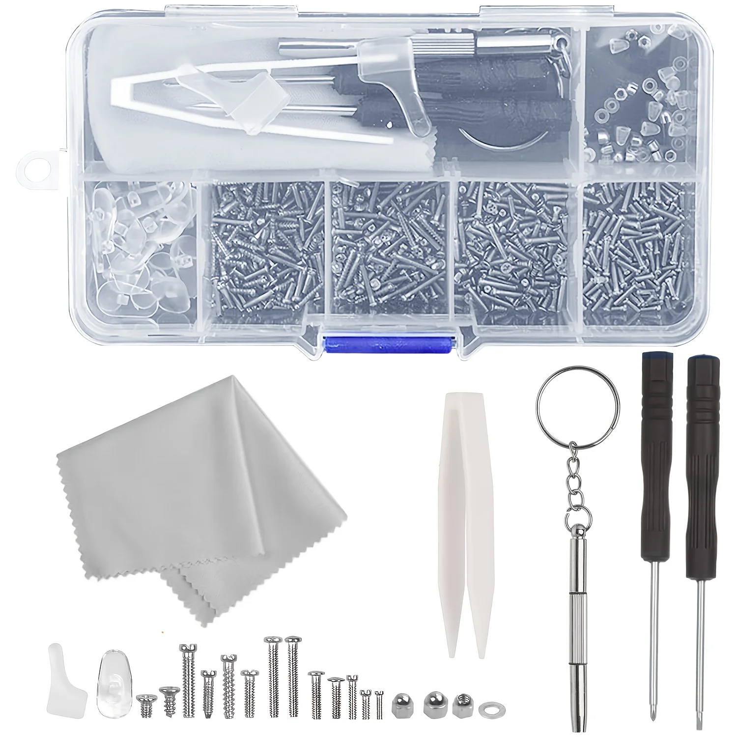 500PCS Eyeglass Repair Tool Set, Glasses Repair Kit with Screws, Screwdrivers, Tweezers, Nose Pads - Eyeglass Repair Kit
500PCS Eyeglass Repair Tool Set, Glasses Repair Kit with Screws, Screwdrivers, Tweezers, Nose Pads - Eyeglass Repair Kit
