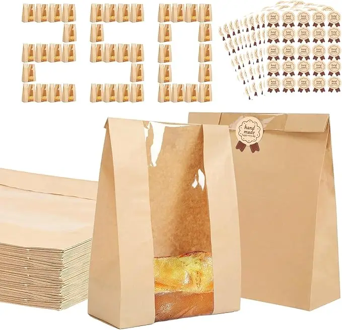 250 Pack Bread Bags for Homemade Bread,Large Kraft Paper Bakery Bags with Clear Window & Label Seal Stickers for Baked Food
250 Pack Bread Bags for Homemade Bread,Large Kraft Paper Bakery Bags with Clear Window & Label Seal Stickers for Baked Food