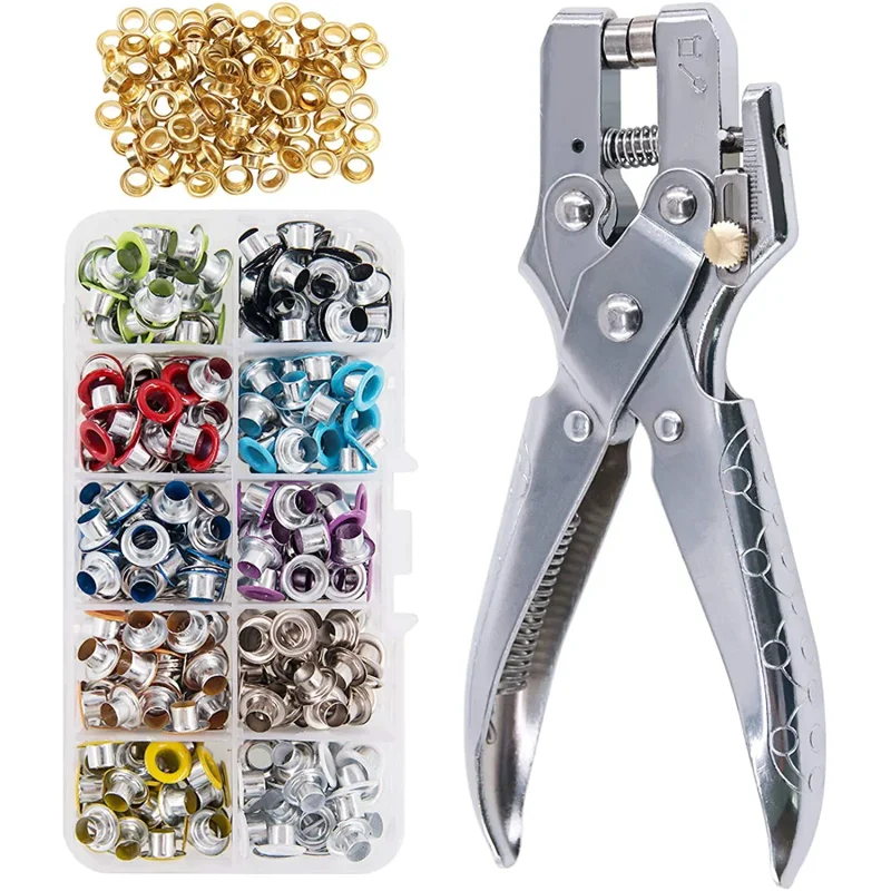 A Set Multi-Color Metal Eyelets Grommets Kit with Installation tools, for Leather, Canvas, Shoes, Belts, Bags, Crafts
A Set Multi-Color Metal Eyelets Grommets Kit with Installation tools, for Leather, Canvas, Shoes, Belts, Bags, Crafts