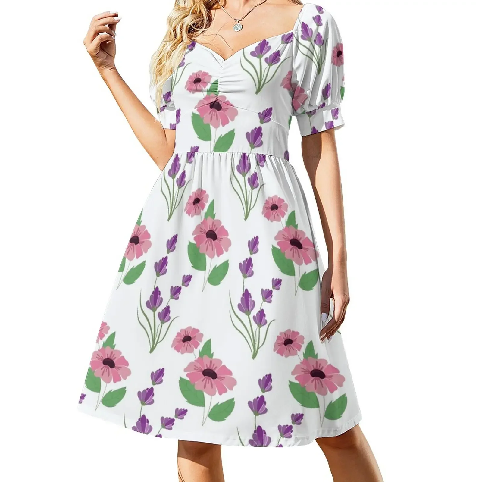 Beautiful Lavender and daisy flower Pattern Short-Sleeved Dress party dresses women dresses korean style
Beautiful Lavender and daisy flower Pattern Short-Sleeved Dress party dresses women dresses korean style