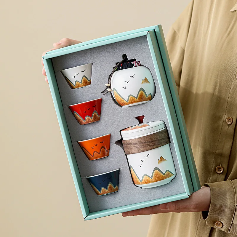 Чайный сервиз для путешествий на открытом воздухе, для домашнего использования, один горшок, четыре чашки, портативная керамическая быстрая гостевая чашка, чайник 
Чайный сервиз для путешествий на открытом воздухе, для домашнего использования, один горшок, четыре чашки, портативная керамическая быстрая гостевая чашка, чайник