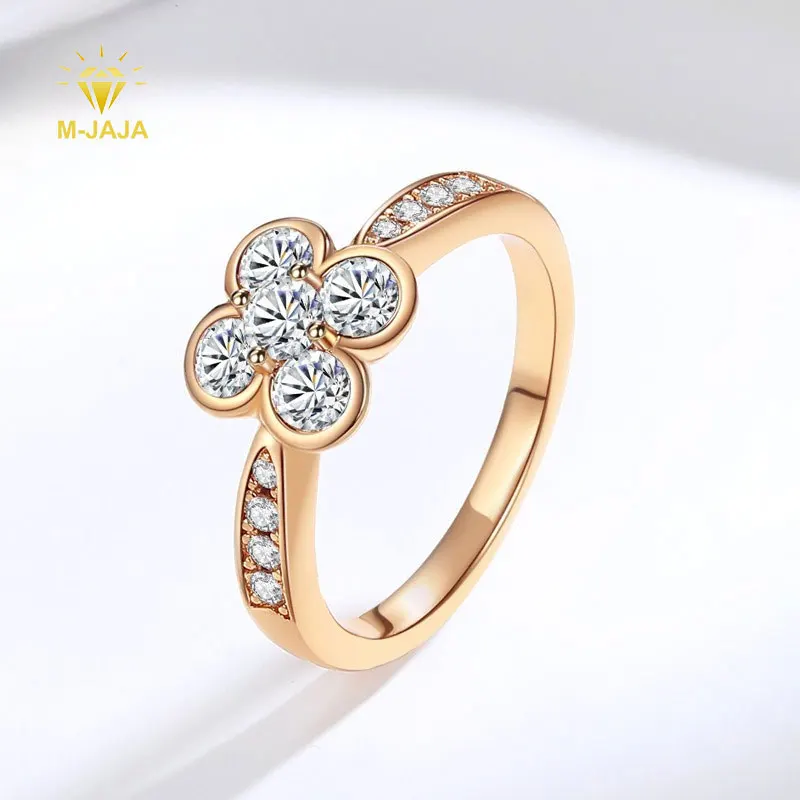 M-JAJA Moissanite Four-leaf Clover Wedding Band 18K Gold Plated S925 Silver Half Eternity Diamond Engagement Rings for Women
M-JAJA Moissanite Four-leaf Clover Wedding Band 18K Gold Plated S925 Silver Half Eternity Diamond Engagement Rings for Women