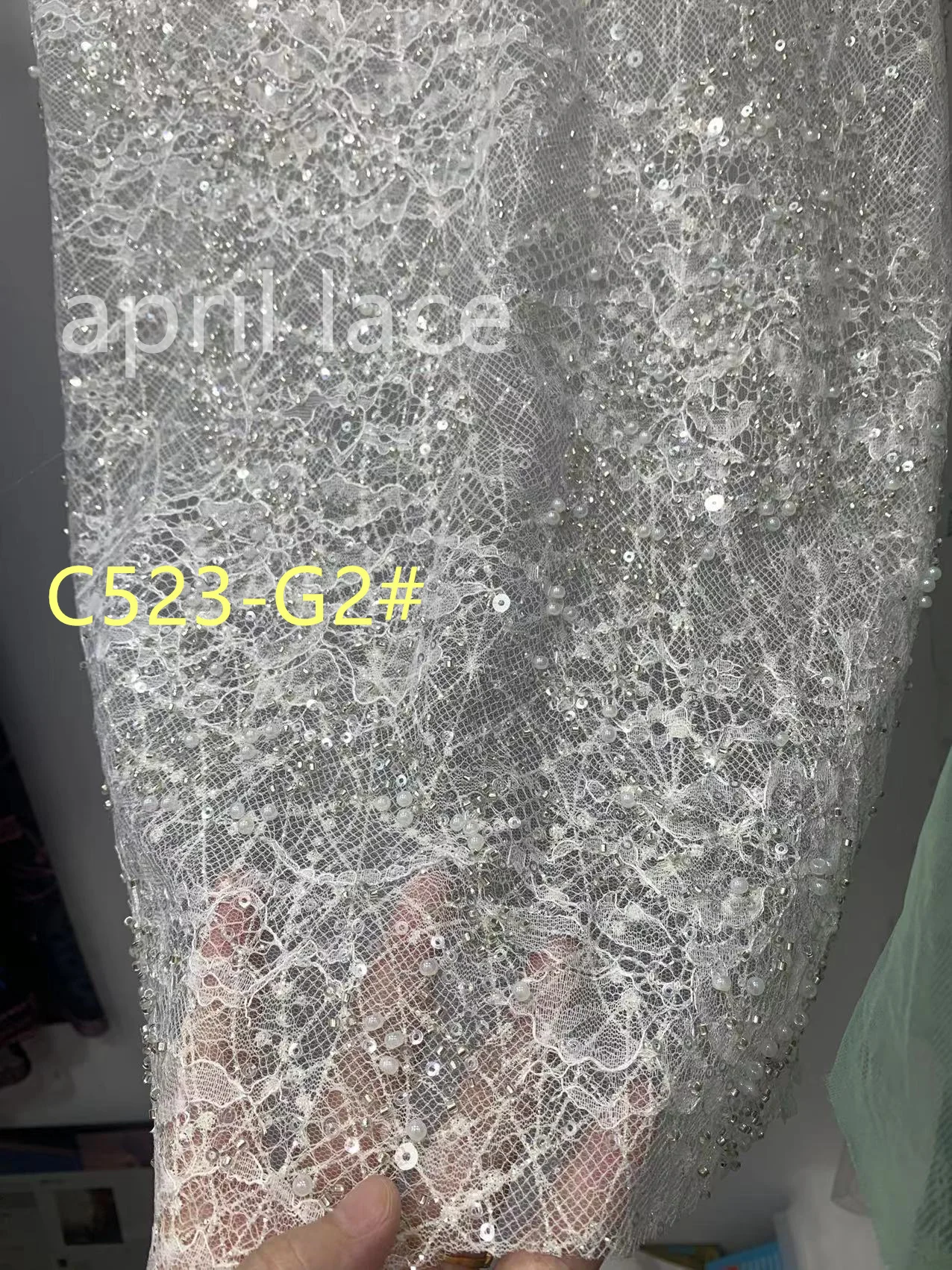Wholesale 100yards /bag C523-G2# Beads 2Layers compound Dobby Glitter 2023 April Bridal Wedding Haute Couture Lace Fabric
Wholesale 100yards /bag C523-G2# Beads 2Layers compound Dobby Glitter 2023 April Bridal Wedding Haute Couture Lace Fabric