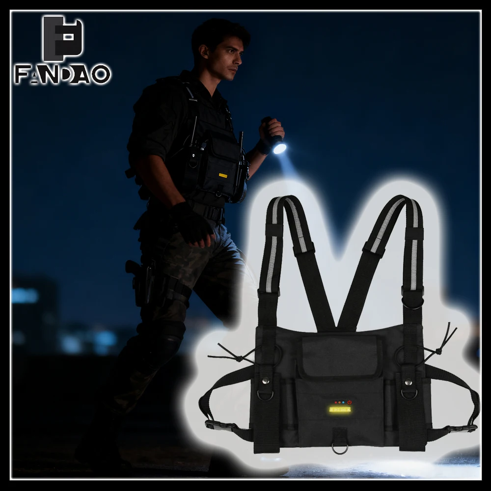 Tactical Walkie-Talkie Vest Outdoor Nighttime Flashing Warning Vest Adjustable Multifunctional Chest Bag for CS Hunting Camping
Tactical Walkie-Talkie Vest Outdoor Nighttime Flashing Warning Vest Adjustable Multifunctional Chest Bag for CS Hunting Camping