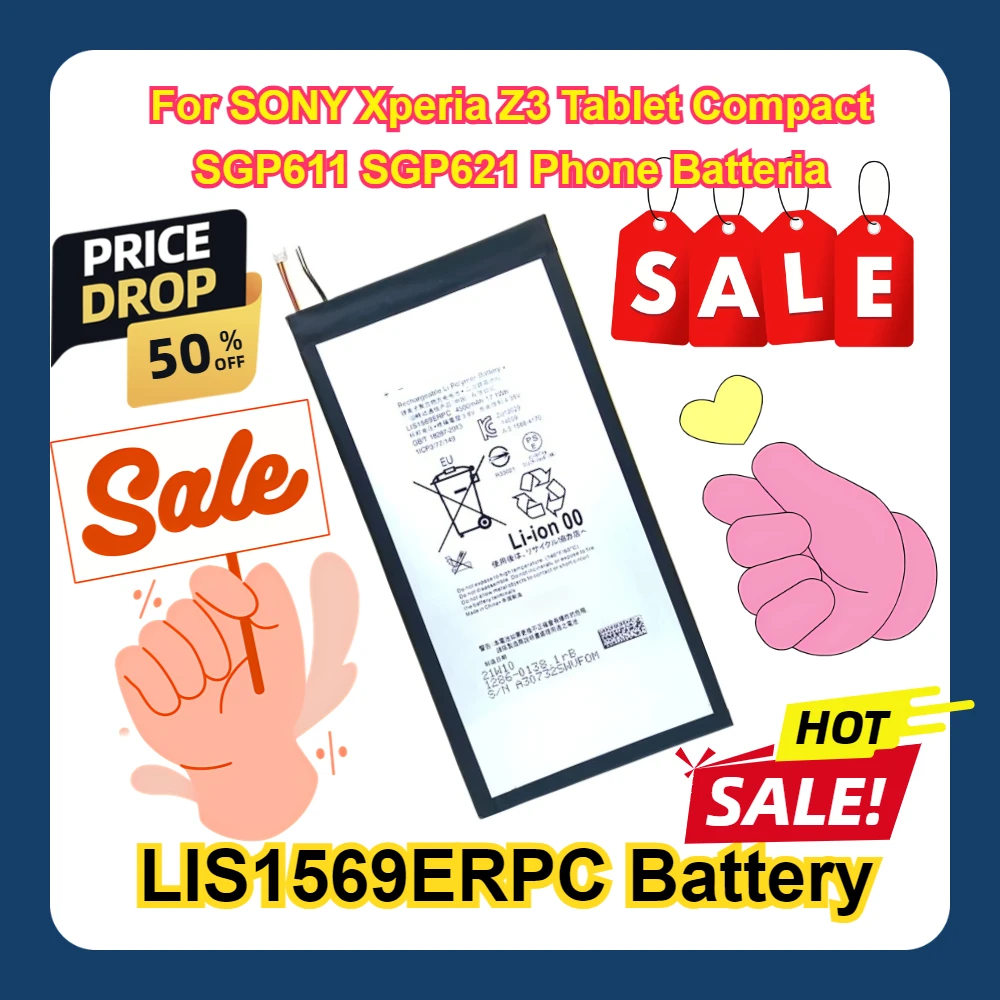 LIS1569ERPC Battery For SONY Xperia Z3 Tablet Compact SGP611 SGP621 Phone Batteria
LIS1569ERPC Battery For SONY Xperia Z3 Tablet Compact SGP611 SGP621 Phone Batteria