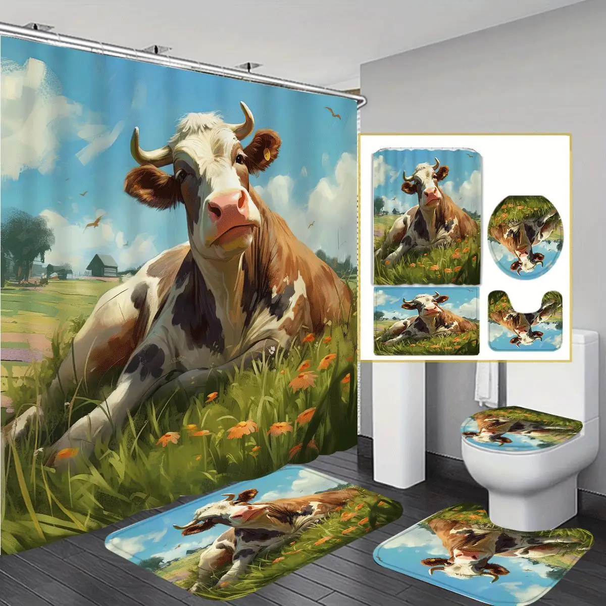 Spring Farm Style Polyester, Machine Washable, Bathroom Shower Home Decoration with 12 Hooks, Non-Slip Bath Mat, U-Shaped Toilet
Spring Farm Style Polyester, Machine Washable, Bathroom Shower Home Decoration with 12 Hooks, Non-Slip Bath Mat, U-Shaped Toilet
