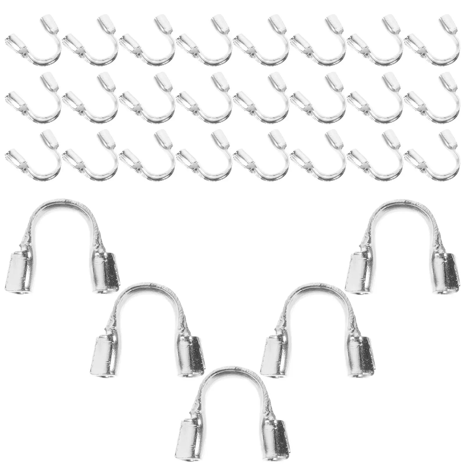 100 Pcs U shaped Wire Sterling Silver Cable Protectors Durable Guardians DIY Necklace Bracelet Making Jewelry Accessories
100 Pcs U shaped Wire Sterling Silver Cable Protectors Durable Guardians DIY Necklace Bracelet Making Jewelry Accessories